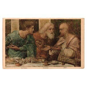 Leonardo Da Vinci Last Supper Postcard Matthaeus Thaddaeus Simon Vintage Pistone